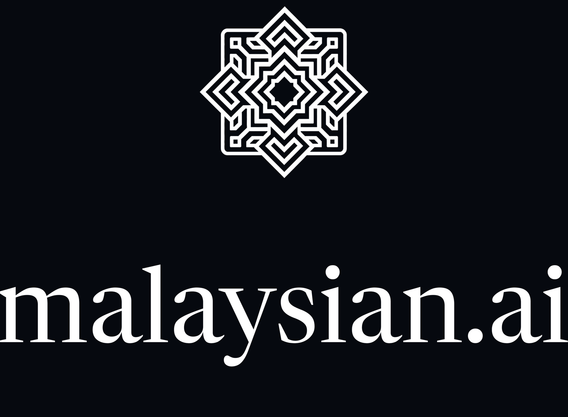 Malaysian AI stacked logo with geometric mark above malaysian.ai wordmark in white on dark navy